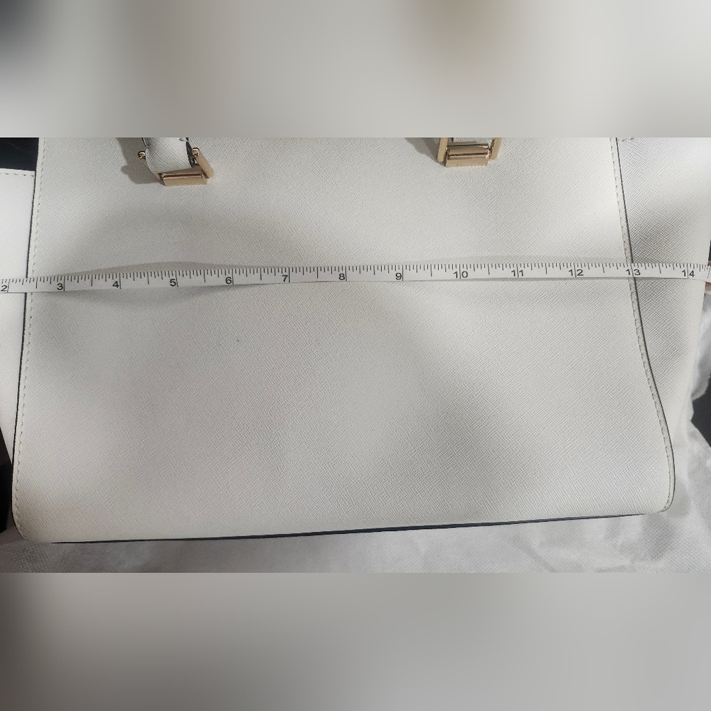 Like New Michael Kors White Geometric Studded Satchel - Picture 12 of 14